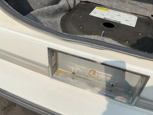 85-90 98 License Plate Trim Surround Panel Oem Tail Trunk Finish White