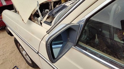 1977-1985 Mercedes 300Td Driver Left Manual Side Mirror Door Mounted Oem White