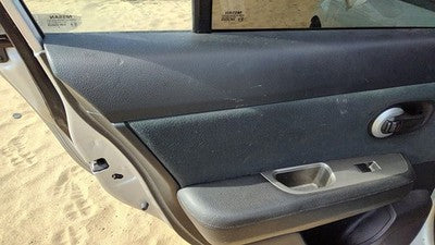 10-11 Versa Driver Left Rear Door Trim Panel With Switches Back Charcoal G