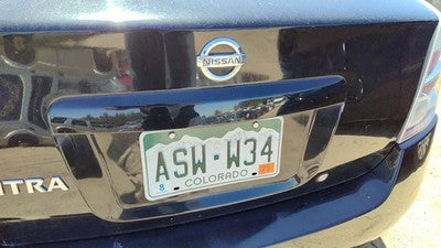 08 Sentra License Plate Trim Surround Panel Oem Tail Trunk Finish Black Kh3