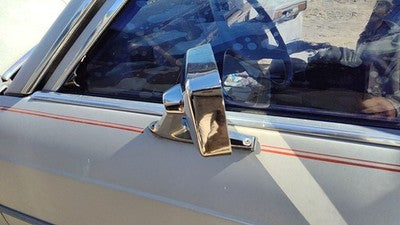 81-91 Grand Marquis Driver Left Front Side Mirror Chrome With Control Cable Gray
