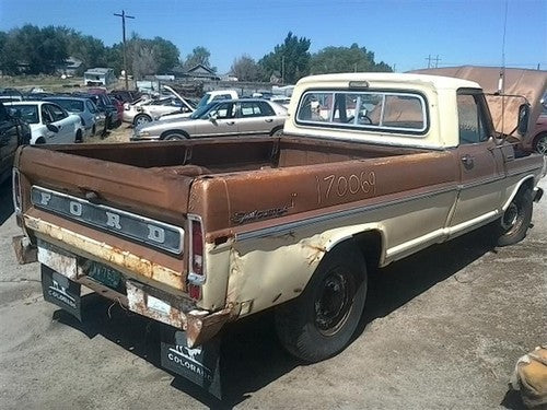 1972 F250 Pickup Left Front Seat Belt Retractor Male End Tan Driver Side Floor