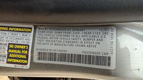 2000-2005 Vw Passat Driver Left Front Door Latch With Rods/Cables Oem