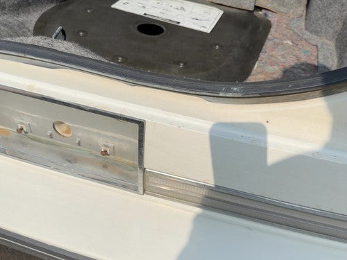 85-90 98 License Plate Trim Surround Panel Oem Tail Trunk Finish White