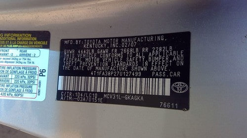 04-08 Toyota Solara Lower Dash Under Column Knee Bolster Trim Panel Gray Lc10