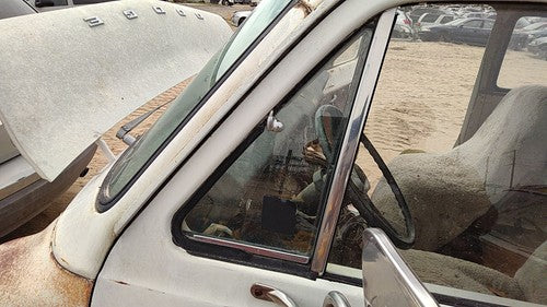 71-77 Van B200 Driver Left Front Vent Window Small Door Glass With Frame Oem