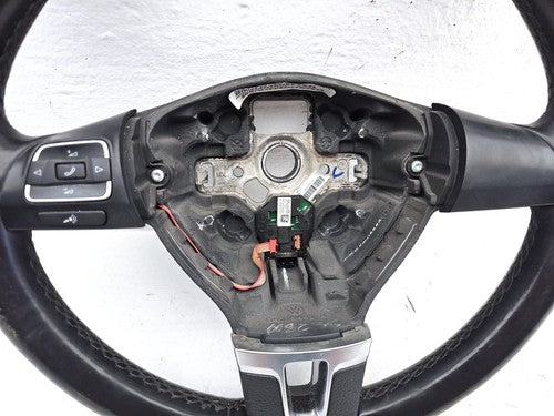 2012-2014 Vw Jetta Black Leather Steering Wheel With Multifunction Controls Oem