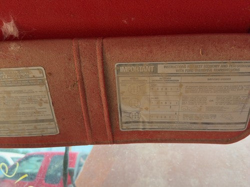1987-1991 Ford F150 Driver Left Sun Visor Oem Red