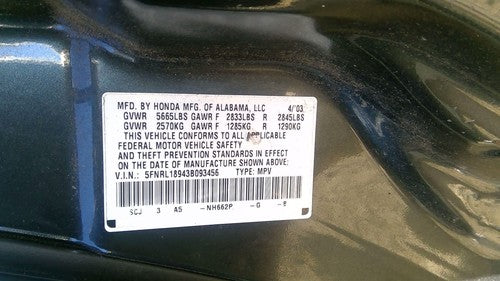 02-04 Honda Odyssey Driver Left Rear Knuckle Assembly Stub Axle With Wheel Hub