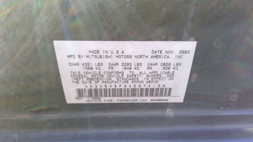 04-12 Galant Center Console Floor Shifter Trim Bezel Surround Panel Gray
