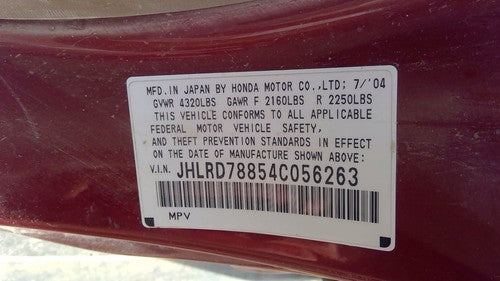 2002-2006 Honda Crv Engine Cover Top Plastic Shield Oem 2.4L At 4X4 17121Ppaa00