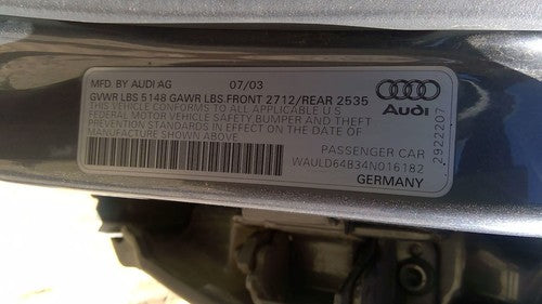 1998-2004 Audi A6 Passenger Right Rear Quarter Glass Back Side Window Oem