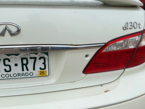 00-01 I30 License Plate Trim Surround Panel Tail Trunk Finish Lid Mounted White