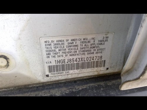 1999-2000 Honda Civic Dash Panel Center Console Shifter Bezel With Boot Oem Trim
