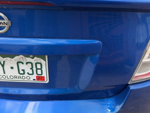 10-12 Sentra License Plate Trim Surround Panel Oem Tail Trunk Finish Blue B17