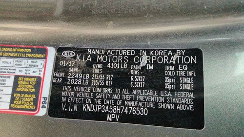 2017 Kia Soul Dash Wiring Harness Oem 2.0L
