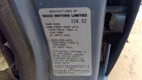 92 Isuzu Rodeo Floor Shifter Lever Assembly Shift Unit Manual Transmission 5 Sp