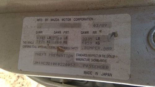 1988-1991 Mazda 929 Starter Motor 3.0L Auto Trans Je0118400r00