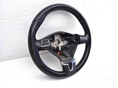 2012-2014 Vw Jetta Black Leather Steering Wheel With Multifunction Controls Oem
