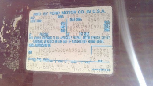 1983 Ford Van E150 Driver Left Rear Loaded Brake Backing Plate Oem 11