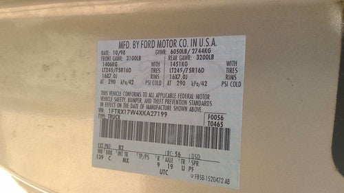 97-01 Ford F150 4.6L Power Steering Fluid Remote Reservoir Tank Bottole 4X2 At
