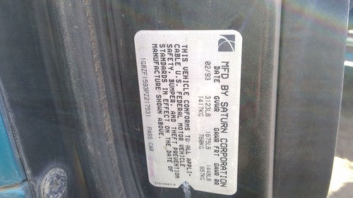 1993 Saturn Sc1 Valve Cover 1.9L Sohc