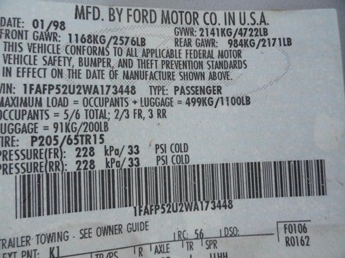 1998 Ford Taurus 3.0L Ohv Engine Fuse Box Under Hood Power Distribution Center