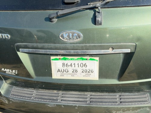 06 Sorento License Plate Trim Surround Panel Oem Tail Trunk Finish Ivy Green 3N