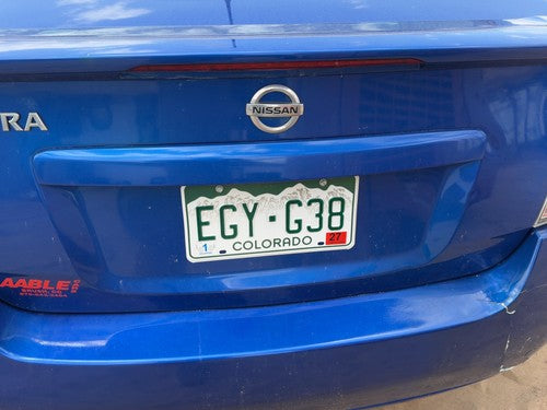 10-12 Sentra License Plate Trim Surround Panel Oem Tail Trunk Finish Blue B17