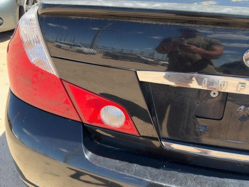 06-07 M35X License Plate Trim Surround Panel Tail Trunk Finish Camera Black Obsi