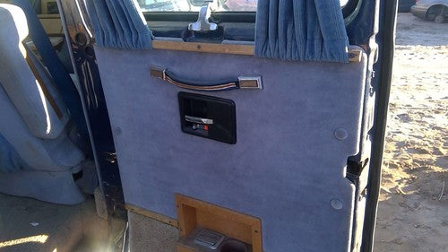 85-91 Chevy G20 Van Passenger Right Rear Inside Door Trim Panel Only Back Blue