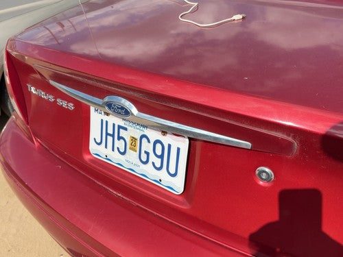 00-03 Ford Taurus License Plate Trim Surround Panel Oem Tail Trunk Finish Red