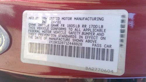 1998-2002 Chevy Geo Prizm Starter Motor 1.8L 94857220