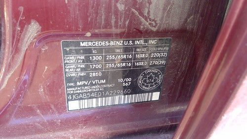 2001-2003 Mercedes Ml320 Complete Fuel Rail With Injectors Set Loaded Oem 3.2L