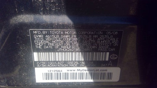 2008 Lexus Is250 Air Intake Duct Behind Bumper Hose Resonator Oem 53285-53010