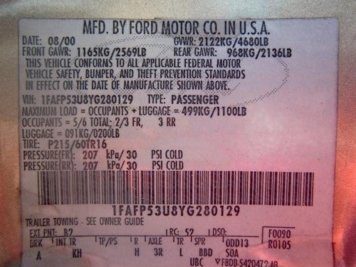 2000 Ford Taurus Blower Motor Resistor Oem
