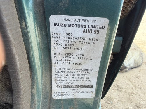 1993-1995 Isuzu Rodeo Upper Intake Manifold Oem 3.2L 4952388