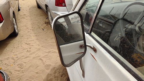 1974 Dodge Van B200 Driver Left Side Mirror Door Mounted Chrome Oem White