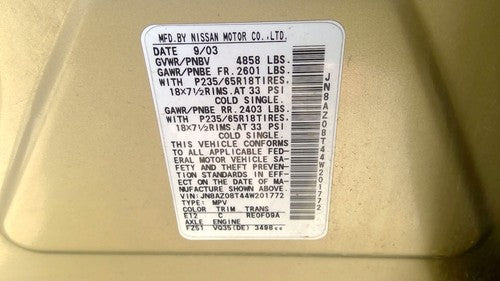 2003-2004 Nissan Murano Power Steering Reservoir Tank Bottle Oem 3.5L 49110Ca000