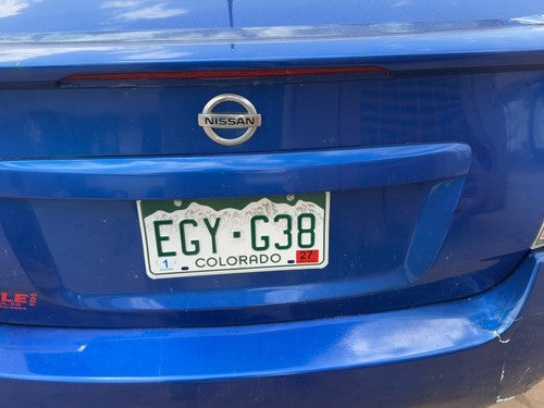 10-12 Sentra License Plate Trim Surround Panel Oem Tail Trunk Finish Blue B17