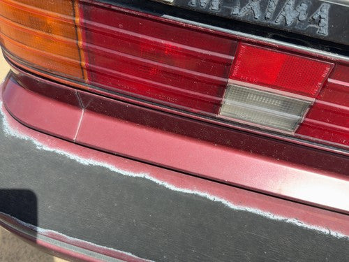 86-88 Maxima License Plate Trim Surround Panel Oem Tail Trunk Finish Sdn Red