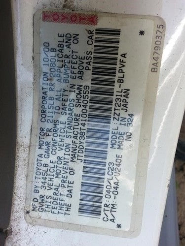 2000-2005 Toyota Celica Coil/Ignitor Coil 2Zzge Engine Gts 9091902238
