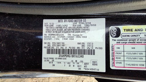 2011 Ford Fusion Wiring Harness For Engine Oem 3.0L