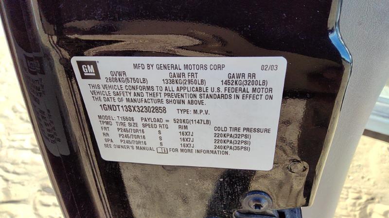 2002-2003 Chevrolet Trail Blazer (113 W.b.) Trunk/Decklid/Hatch/Tailgate