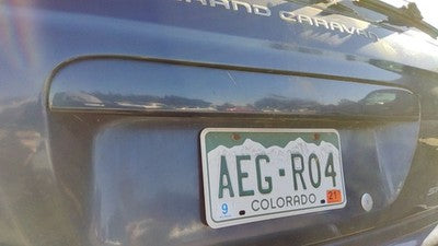 2001 Dodge Caravan License Plate Trim Surround Panel Oem Tail Trunk Finish Blue