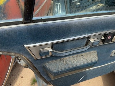 1986 Olds 88 Driver Left Rear Door Trim Panel With Switches Back Blue