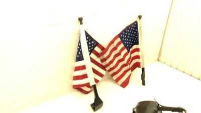 2000 Harley Davidson Leather Handle Bar Bag Flags With Mount Kickstand Pad Oem