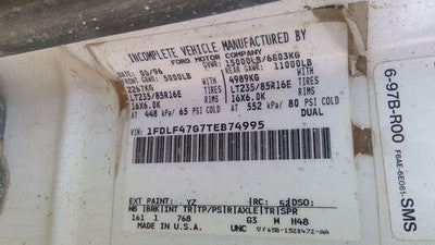 1996-1997 Ford F450 Electronic Control Module Computer Ecm Ecu 7.5L 5Sp 4X2