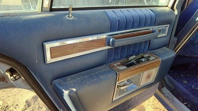 1984 Deville Sedan Driver Left Rear Door Trim Panel With Switches Back Blue