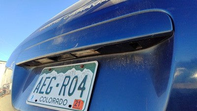 2001 Dodge Caravan License Plate Trim Surround Panel Oem Tail Trunk Finish Blue